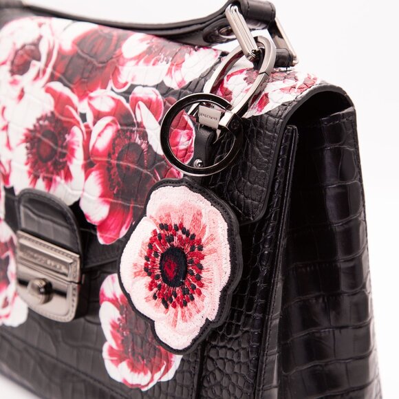 longchamp le pliage Heritage medium shoulder bag Flower design leather - Picture 10 of 12